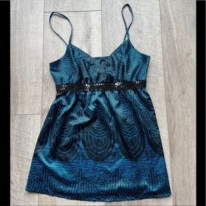 Express Blue & Black Sequin Cami Tank size small